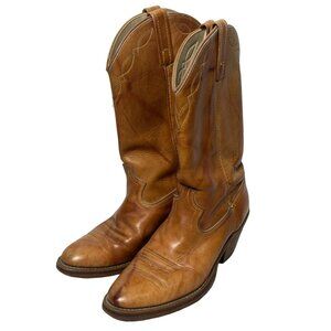 Vintage Acme Roper Cowboy Boots 7.5D Leather Western Style Tan 43002 7707